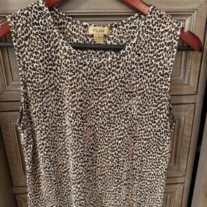 Plisse - Sleeveless Blouse - Animal Print - Size L
